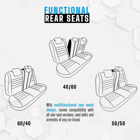 Καλύμματα Αυτοκινήτου Otom Premium Design Universal Full Δερματίνη Σετ Εμπρός / Πίσω Μαύρο PRM-101 11 Τεμάχια