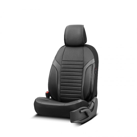 Καλύμματα Αυτοκινήτου Otom Coral Design Universal Full Δερματίνη Σετ Εμπρός / Πίσω Μαύρο / Γκρι CRΑL-106 11 Τεμαχίων