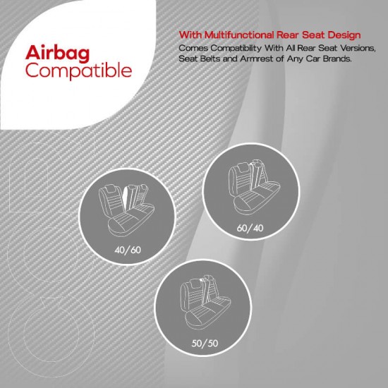 Καλύμματα Αυτοκινήτου Otom Coral Design Universal Full Δερματίνη Σετ Εμπρός / Πίσω Μαύρο / Γκρι CRΑL-106 11 Τεμαχίων