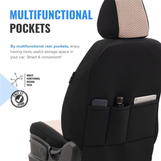 Καλύμματα Αυτοκινήτου Otom Smart Design Universal Ύφασμα / Δερματίνη Σετ Εμπρός / Πίσω Μαύρο / Μπεζ SLTSMT106-NZ 11 Τεμαχίων