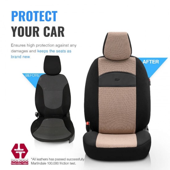 Καλύμματα Αυτοκινήτου Otom Smart Design Universal Ύφασμα / Δερματίνη Σετ Εμπρός / Πίσω Μαύρο / Μπεζ SLTSMT106-NZ 11 Τεμαχίων