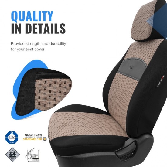 Καλύμματα Αυτοκινήτου Otom Smart Design Universal Ύφασμα / Δερματίνη Σετ Εμπρός / Πίσω Μαύρο / Μπεζ SLTSMT106-NZ 11 Τεμαχίων