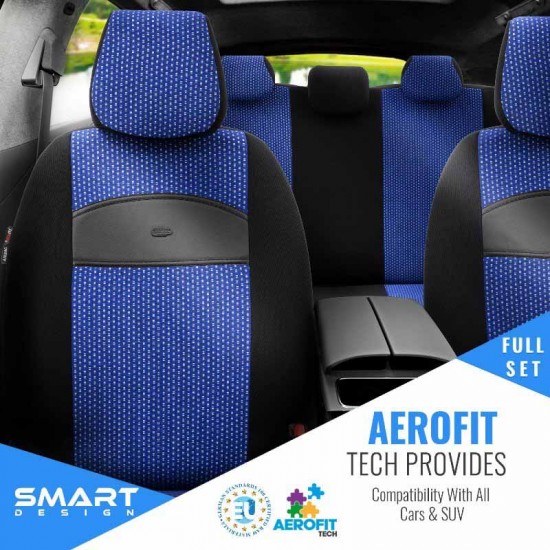 Καλύμματα Αυτοκινήτου Otom Smart Design Universal Ύφασμα / Δερματίνη Σετ Εμπρός / Πίσω Μαύρο / Μπλε SLTSMT104-NZ 11 Τεμαχίων