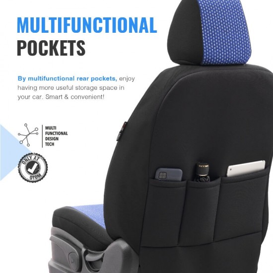 Καλύμματα Αυτοκινήτου Otom Smart Design Universal Ύφασμα / Δερματίνη Σετ Εμπρός / Πίσω Μαύρο / Μπλε SLTSMT104-NZ 11 Τεμαχίων