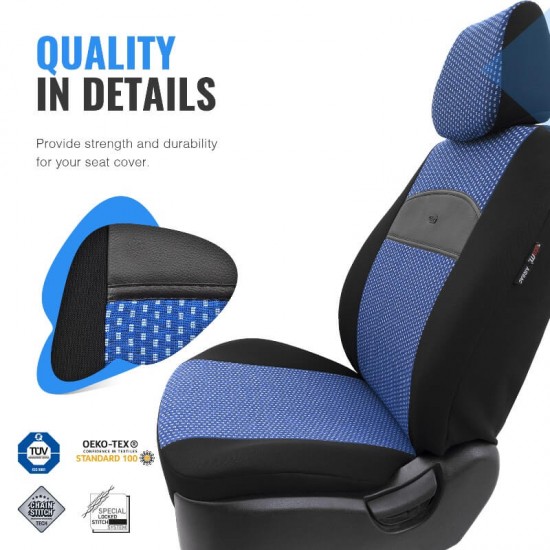 Καλύμματα Αυτοκινήτου Otom Smart Design Universal Ύφασμα / Δερματίνη Σετ Εμπρός / Πίσω Μαύρο / Μπλε SLTSMT104-NZ 11 Τεμαχίων