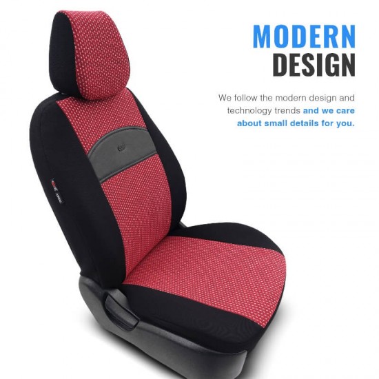 Καλύμματα Αυτοκινήτου Otom Smart Design Universal Ύφασμα / Δερματίνη Σετ Εμπρός / Πίσω Μαύρο / Κόκκινο SLTSMT103-NZ 11 Τεμαχίων