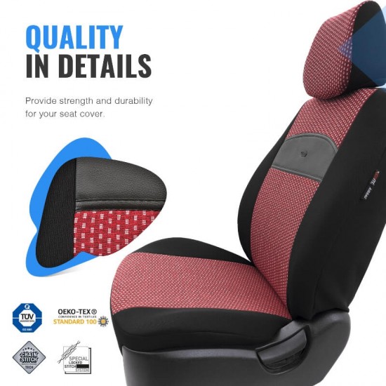 Καλύμματα Αυτοκινήτου Otom Smart Design Universal Ύφασμα / Δερματίνη Σετ Εμπρός / Πίσω Μαύρο / Κόκκινο SLTSMT103-NZ 11 Τεμαχίων