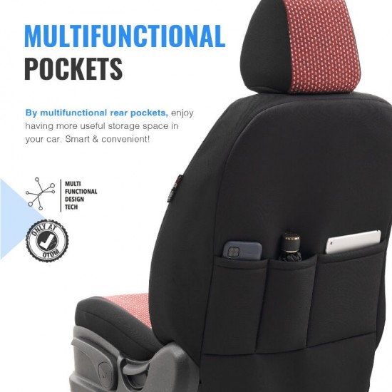 Καλύμματα Αυτοκινήτου Otom Smart Design Universal Ύφασμα / Δερματίνη Σετ Εμπρός / Πίσω Μαύρο / Κόκκινο SLTSMT103-NZ 11 Τεμαχίων