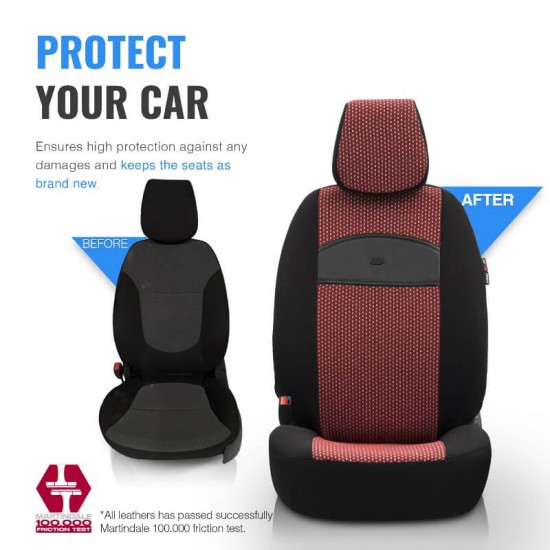 Καλύμματα Αυτοκινήτου Otom Smart Design Universal Ύφασμα / Δερματίνη Σετ Εμπρός / Πίσω Μαύρο / Κόκκινο SLTSMT103-NZ 11 Τεμαχίων
