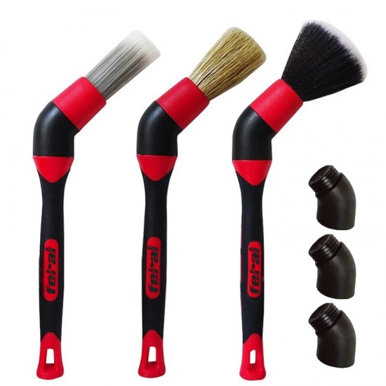 Πινέλα Καθαρισμού Με Προσαρμογέα Γωνίας Κόκκινα Detailing Pro Feral 3 Τεμάχια