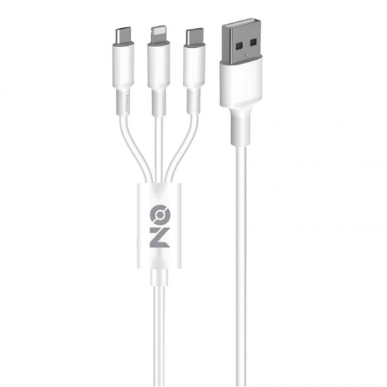 ON Mobile Accessories Καλώδιο USB Φόρτισης 3 σε 1 για Lightning Micro Type-C
