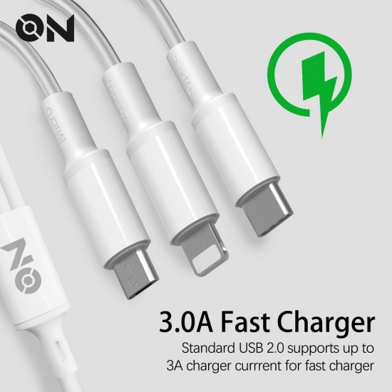 ON Mobile Accessories Καλώδιο USB Φόρτισης 3 σε 1 για Lightning Micro Type-C