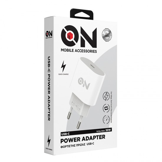 ON Mobile Accessories Φορτιστής USB-C 20W Λευκός