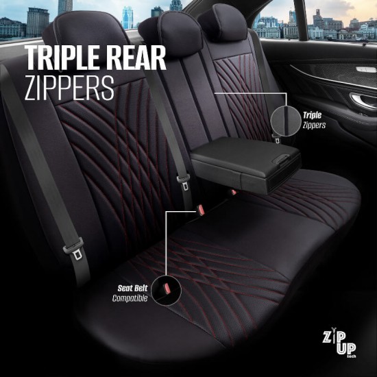 Καλύμματα Αυτοκινήτου Otom Progressive Design Universal Full Δερματίνη Σετ Εμπρός / Πίσω Μαύρο / Κόκκινο  PRG-104 11 Τεμαχίων