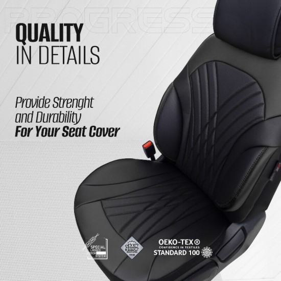 Καλύμματα Αυτοκινήτου Otom Progressive Design Universal Full Δερματίνη Σετ Εμπρός / Πίσω Μαύρο PRG-101 11 Τεμαχίων