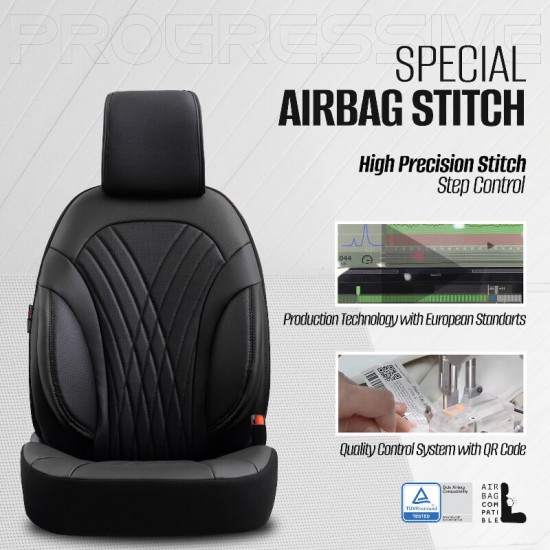 Καλύμματα Αυτοκινήτου Otom Progressive Design Universal Full Δερματίνη Σετ Εμπρός / Πίσω Μαύρο PRG-101 11 Τεμαχίων