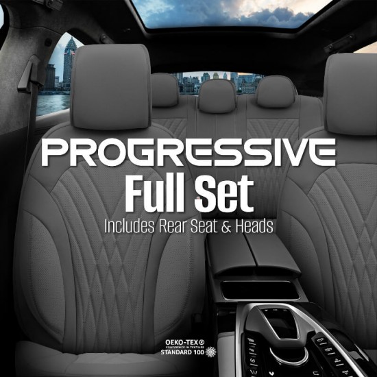 Καλύμματα Αυτοκινήτου Otom Progressive Design Universal Full Δερματίνη Σετ Εμπρός / Πίσω Μαύρο / Γκρι PRG-103 11 Τεμαχίων