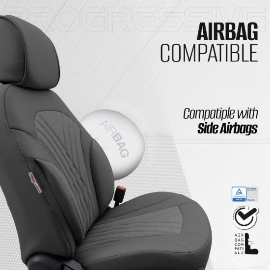 Καλύμματα Αυτοκινήτου Otom Progressive Design Universal Full Δερματίνη Σετ Εμπρός / Πίσω Μαύρο / Γκρι PRG-103 11 Τεμαχίων