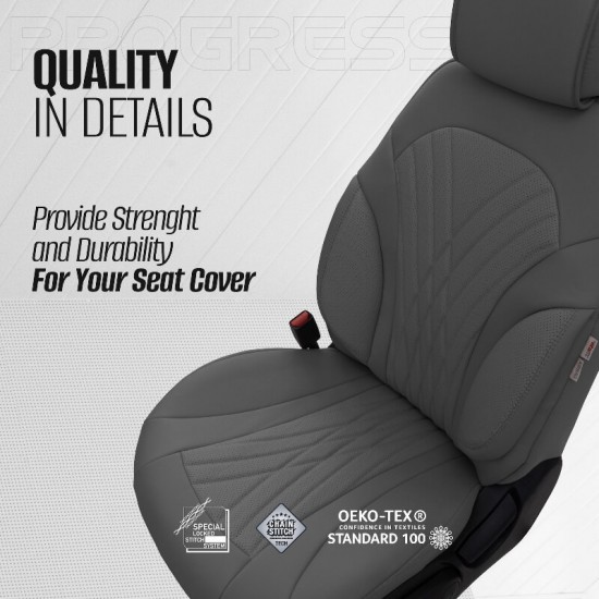 Καλύμματα Αυτοκινήτου Otom Progressive Design Universal Full Δερματίνη Σετ Εμπρός / Πίσω Μαύρο / Γκρι PRG-103 11 Τεμαχίων