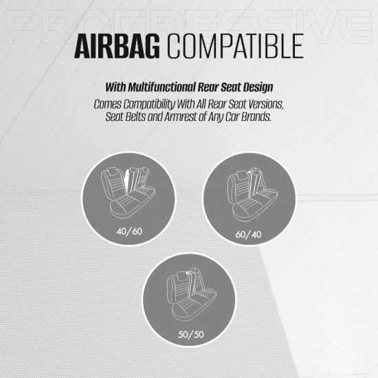 Καλύμματα Αυτοκινήτου Otom Progressive Design Universal Full Δερματίνη Σετ Εμπρός / Πίσω Μαύρο / Γκρι PRG-103 11 Τεμαχίων