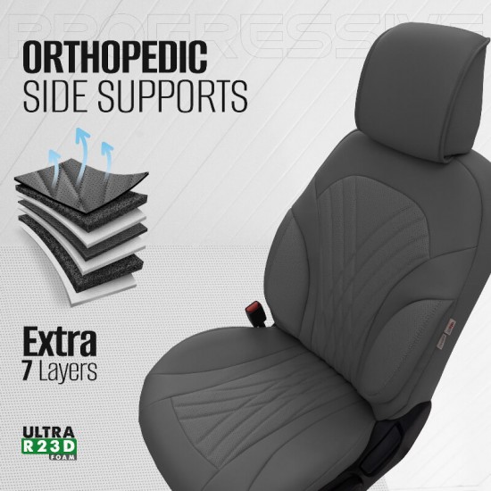 Καλύμματα Αυτοκινήτου Otom Progressive Design Universal Full Δερματίνη Σετ Εμπρός / Πίσω Μαύρο / Γκρι PRG-103 11 Τεμαχίων