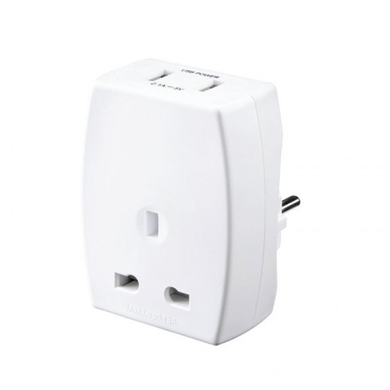 Adaptor ALTA 70126 Alfaone Travel UK ΣΟΥΚΟ + 2XUSB Λευκός