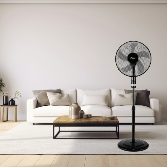 Ανεμιστήρας Ορθοστάτης 16'' 40CM PRSF-80448 Primo Μαύρος-Γκρι 5Φτερά 50W