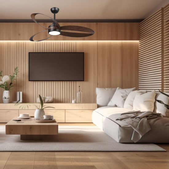 Ανεμιστήρας Οροφής PRCF-80652 PRIMO 52'' 132εκ. DC Με Τηλεχειριστήριο 1 Φως LED 3Φτερά Μαύρος