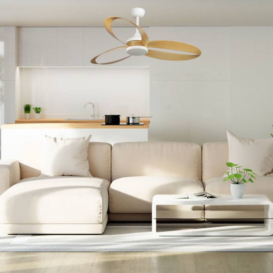 Ανεμιστήρας Οροφής PRCF-80653 PRIMO 52'' 132εκ. DC Με Τηλεχειριστήριο 1 Φως LED 3Φτερά Λευκός με ξύλινα φτερά