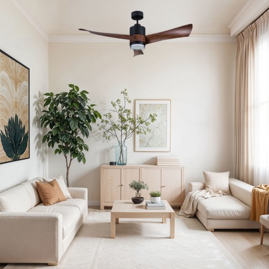 Ανεμιστήρας Οροφής PRCF-80663 PRIMO 54'' 137εκ. DC Με Τηλεχειριστήριο 1 Φως LED Μαύρος με 3 καφέ φτερά