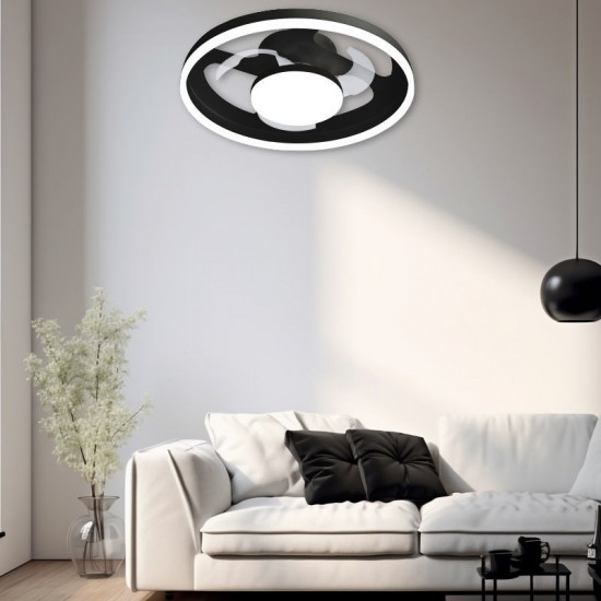 Ανεμιστήρας Οροφής PRCF-80725 Primo 20'' 50εκ. Με Τηλεχειριστήριο 1Φως LED 3 Φτερά Μαύρος