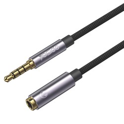Yesido - Audio Cable (YAU26) - Jack 3.5mm, 1xMale to 1xFemale, 1m - Black