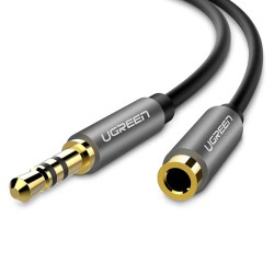 Ugreen - Audio Cable Gold Plated Connector (10594) - Jack 3.5mm Male to Jack 3.5mm Female Extension, 2m - Black