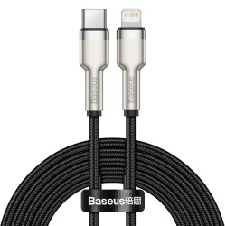 Baseus - Data Cable Cafule Series Metal (CATLJK-B01) - Type-C to Lightning, 20W, 2m - Black