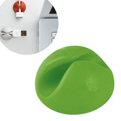 Techsuit - Cable Organizer - from Silicone with Adhesive, Sphere Shape, 1 Slot - Green