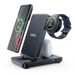 JoyRoom - Wireless Charging Station 4in1 (JR-WQS01) - Foldable, for Phone, Earbuds, Watch, Type-C Version - Black
