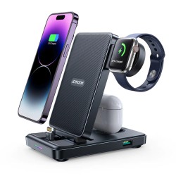 JoyRoom - Wireless Charging Station 4in1 (JR-WQS02) - Foldable, for iPhone, AirPods, iWatch, Lightning Version - Black
