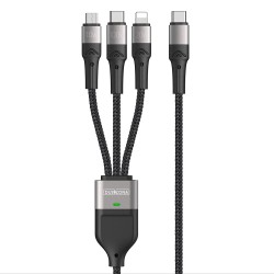 Duzzona - Data Cable 3in1 (A4) - USB-C to Type-C, Lightning, Micro-USB, 100W, 1.3m - Grey