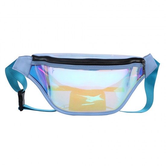 Techsuit - Casual Waist Bag (CWB2) - Transparent, with Belt for Recreational Activity, Fitness - Blue