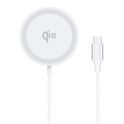 Duzzona - Magnetic Wireless Charger (W18) - Fast Charging Qi2, 15W, for iPhone, Type-C - White