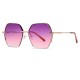 Techsuit - Sunglasses (8561) - for Women with Metal Frame and Nylon Lens, Hexagonal - Rose Gold / Purple / Red