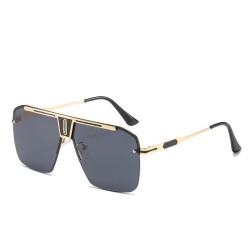 Techsuit - Sunglasses (2576) - for Men with Aluminum Frame, Oversized - Gold / Black Gray