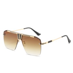 Techsuit - Sunglasses (2576) - for Men with Aluminum Frame, Oversized - Gold / Brown