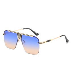 Techsuit - Sunglasses (2576) - for Men with Aluminum Frame, Oversized - Gold / Blue / Brown