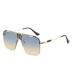 Techsuit - Sunglasses (2576) - for Men with Aluminum Frame, Oversized - Gold / Green / Brown