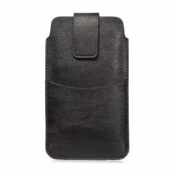 Techsuit - Belt Phone Case (BPC1) - from Premium Eco Leather, with Belt Holder, for Aprox. 6.1 inch, Size S - Black