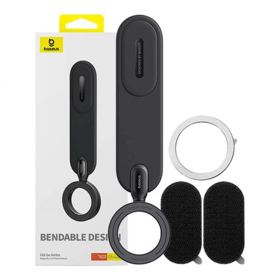 Baseus - Car Holder C02 (C40165500111-00) - Magnetic Grip, Bendable Design, for Dashboard - Black