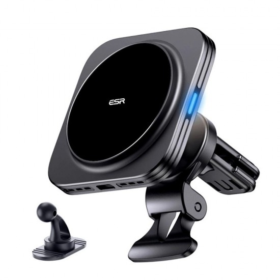 ESR - Car Holder with Wireless Charging Qi2 HaloLock (2B51801) - with CryoBoost, MagSafe Compatible, for Air Vent - Black