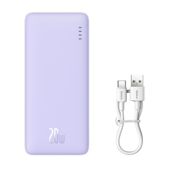 Baseus - Power Bank Airpow (P10022801513-00) - USB, Type-C, Micro-USB, 20W, 10000mAh, with Cable Type-C - Nebula Purple