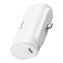 Baseus - Power Bank (P10068306213-00) - Type-C, Compact Design, 20W, 5000mAh, with Cable Type-C - White